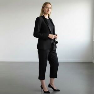 Women's Black Blazer and Capri Pant Set